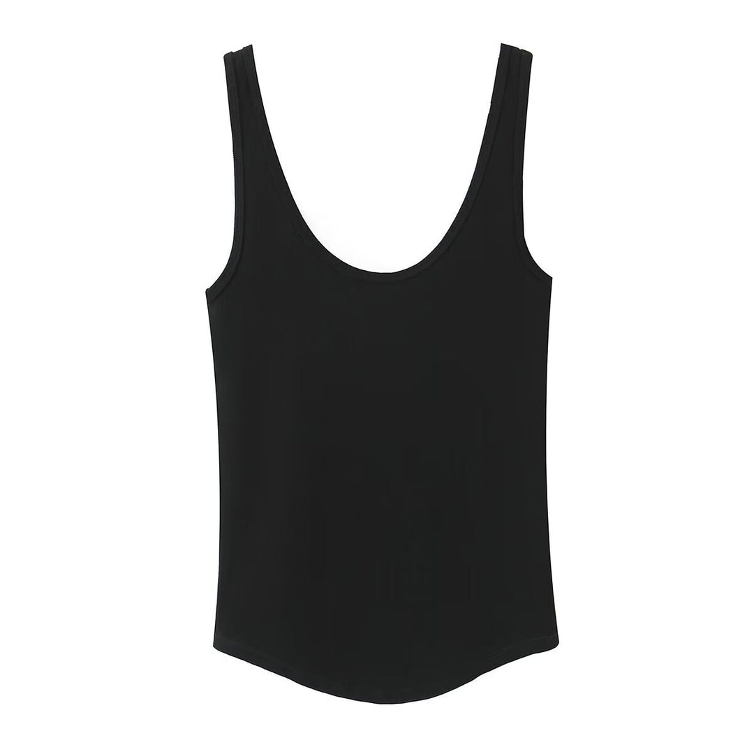 Damen hochwertiges Rippen-Top mit elegantem Rundhals und bequemer Passform R&B