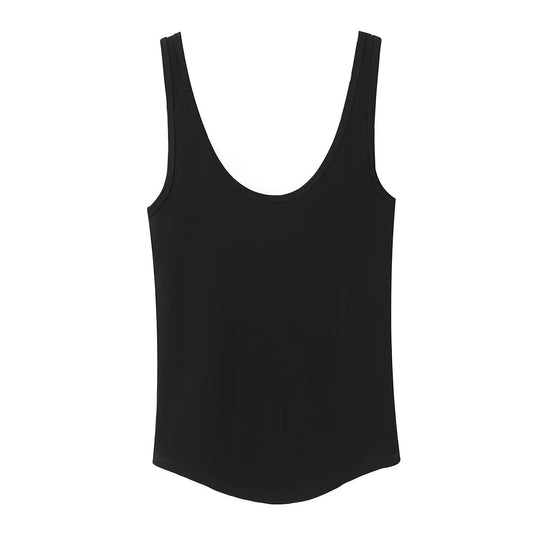 Damen hochwertiges Rippen-Top mit elegantem Rundhals und bequemer Passform R&B