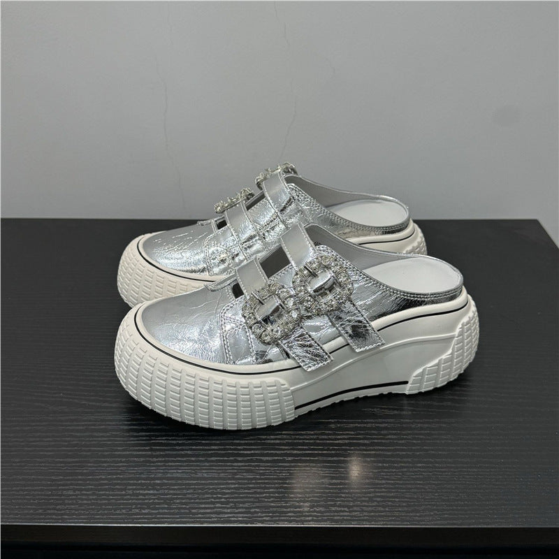 Damen modische Clutch-Sneaker mit dekorativen Strassschnallen R&B