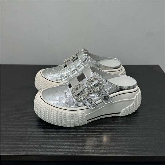 Damen modische Clutch-Sneaker mit dekorativen Strassschnallen R&B