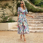 Damen Maxi Kleid mit 3/4-Ärmeln und floralem Design R&B