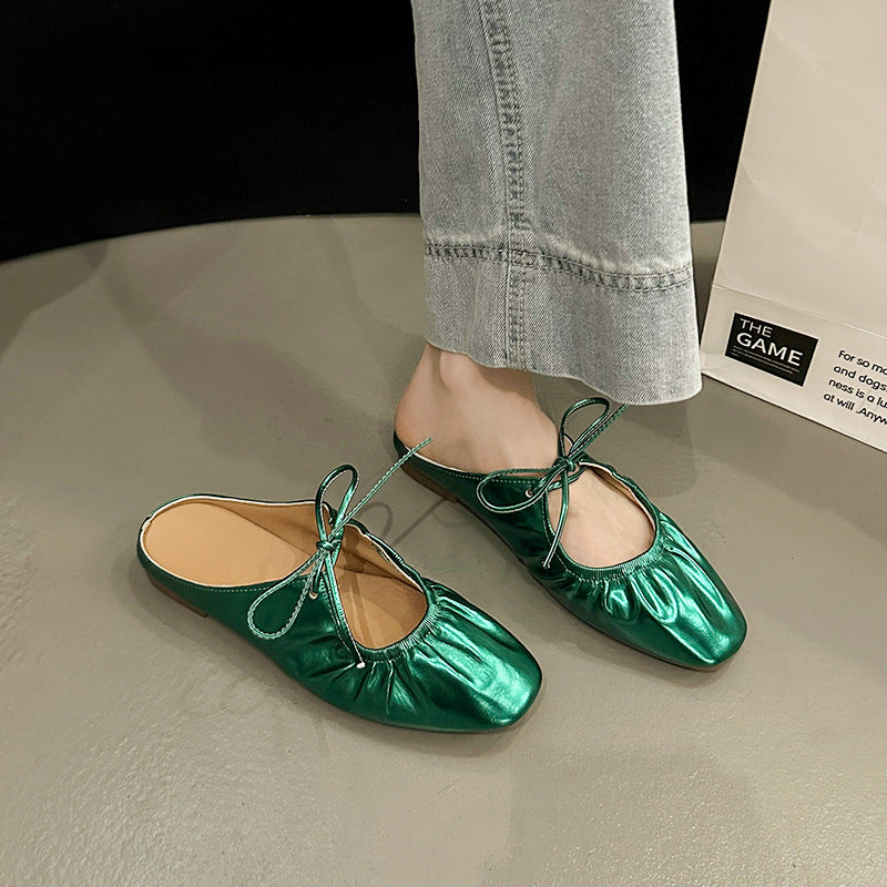 Damen elegante Mules mit raffiniertem Schleifendetail und atmungsaktiver Decksohle R&B