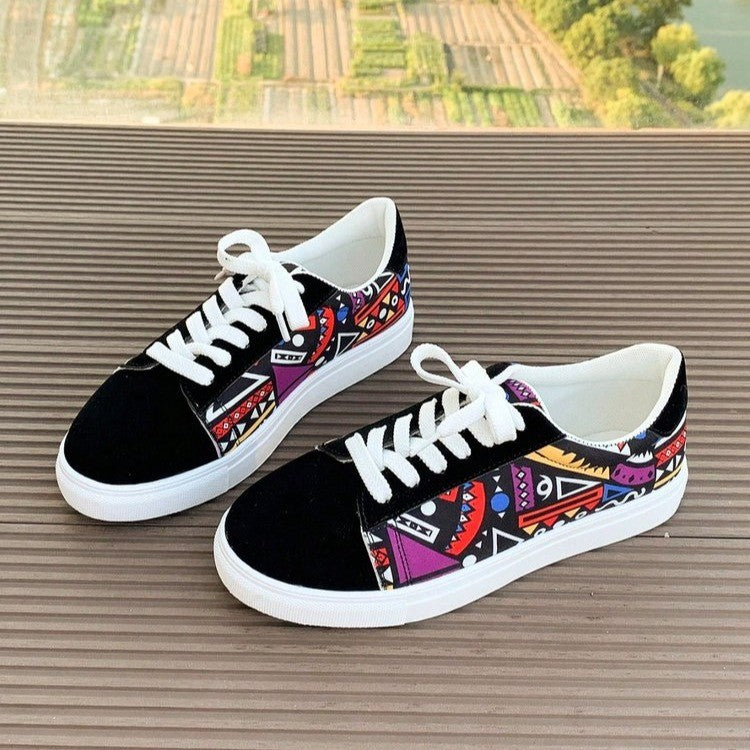 Damen modische Sneakers mit buntem Ethno-Muster R&B