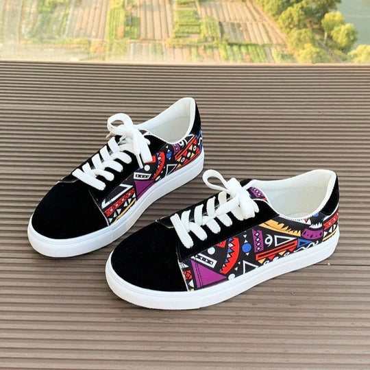 Damen modische Sneakers mit buntem Ethno-Muster R&B