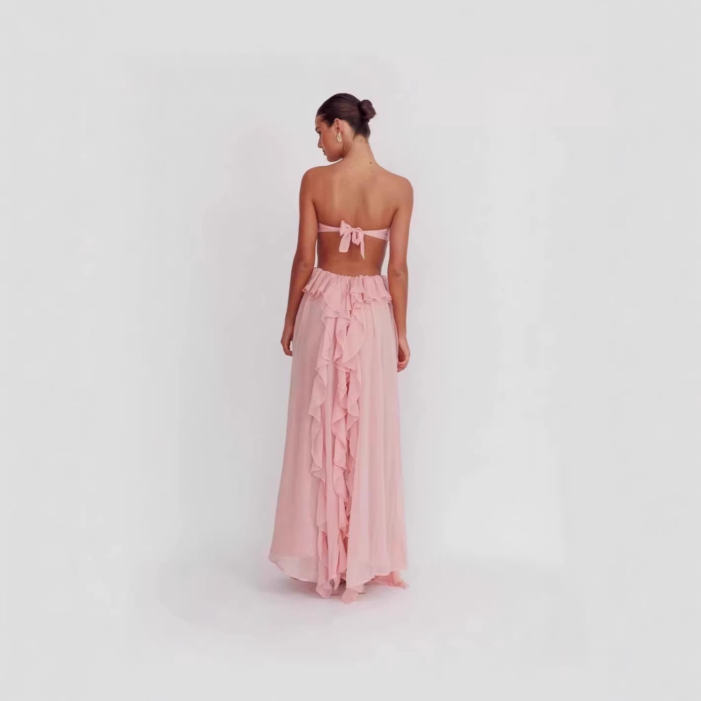 Damen Maxi-Kleid mit raffinierten Rüschendetails R&B