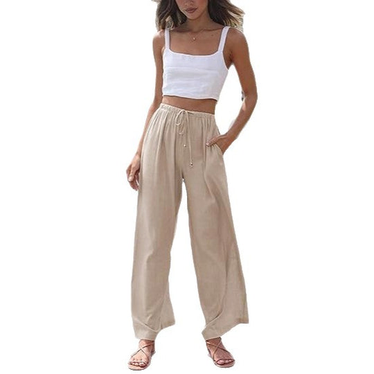 Damen Weitgeschnittene Sommerhose mit elastischem Bund und praktischen Taschen R&B