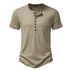Herren Kurzarm Henley-Shirt mit dekorativer Knopfleiste