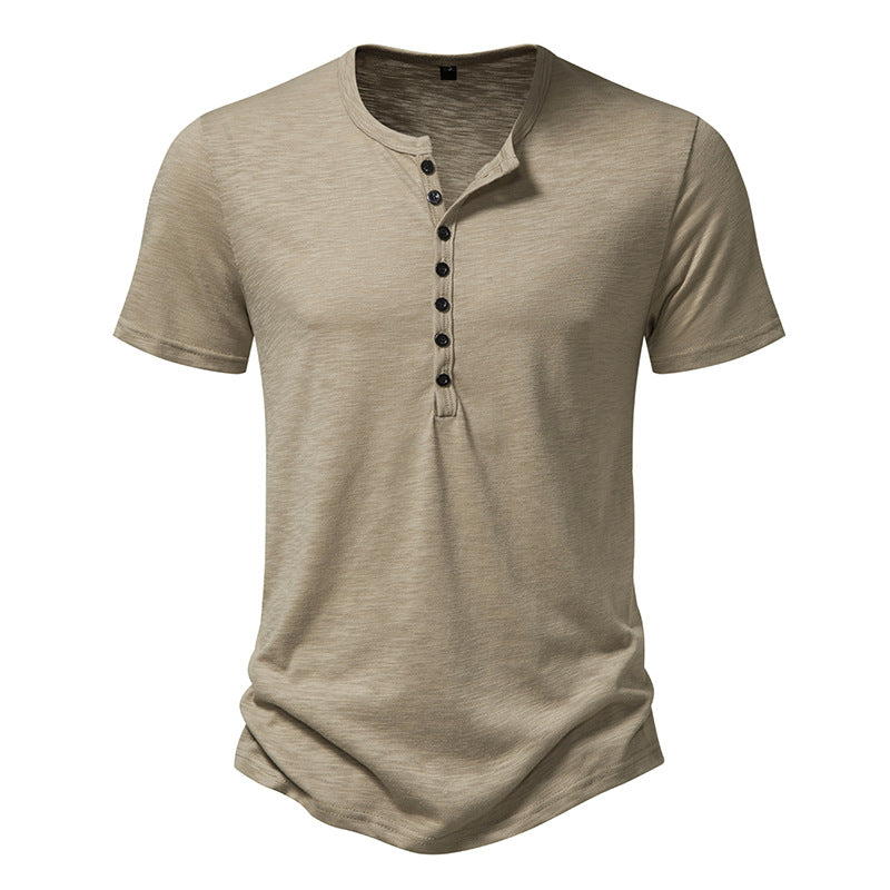 Herren Kurzarm Henley-Shirt mit dekorativer Knopfleiste