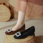 Damen Ballerinas mit funkelndem Kristallschmuck