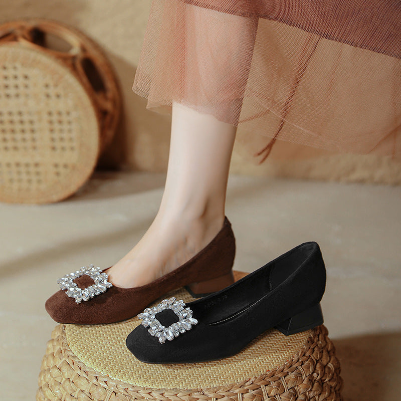 Damen Ballerinas mit funkelndem Kristallschmuck