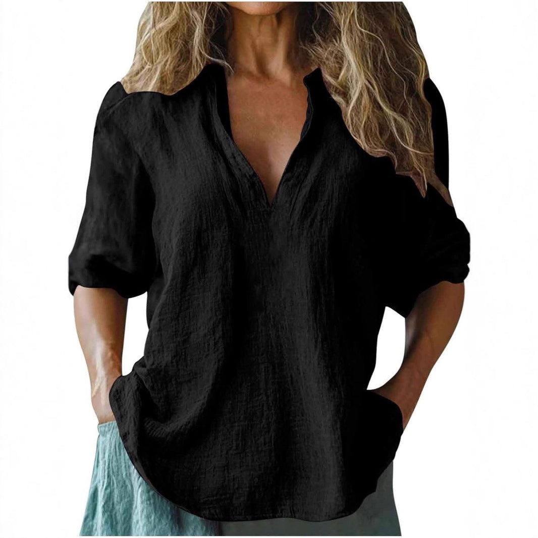 Damen lässige Leinenbluse R&B