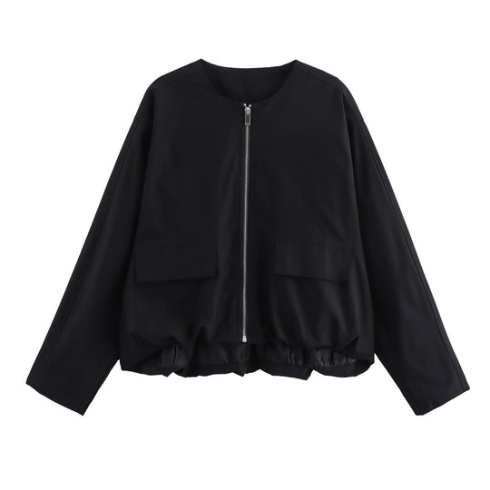 Damen lässige Steppjacke mit praktischen aufgesetzten Taschen und elastischem Bund R&B