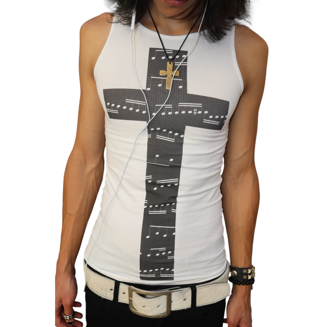 Damen Tanktop mit kreativem Noten-Design und figurbetontem Schnitt R&B