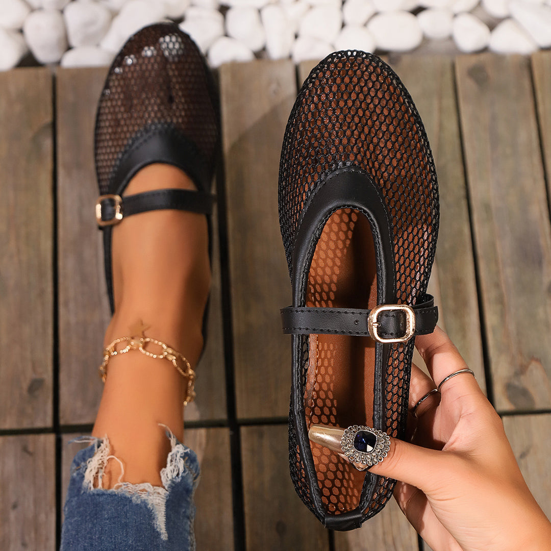 Damen Mesh-Ballerinas mit verstellbarem Riemen R&B