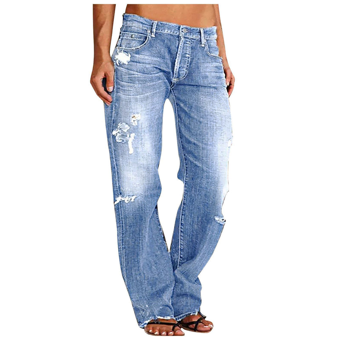 Damen Destroyed Jeans mit weitem Bein und lässiger Passform