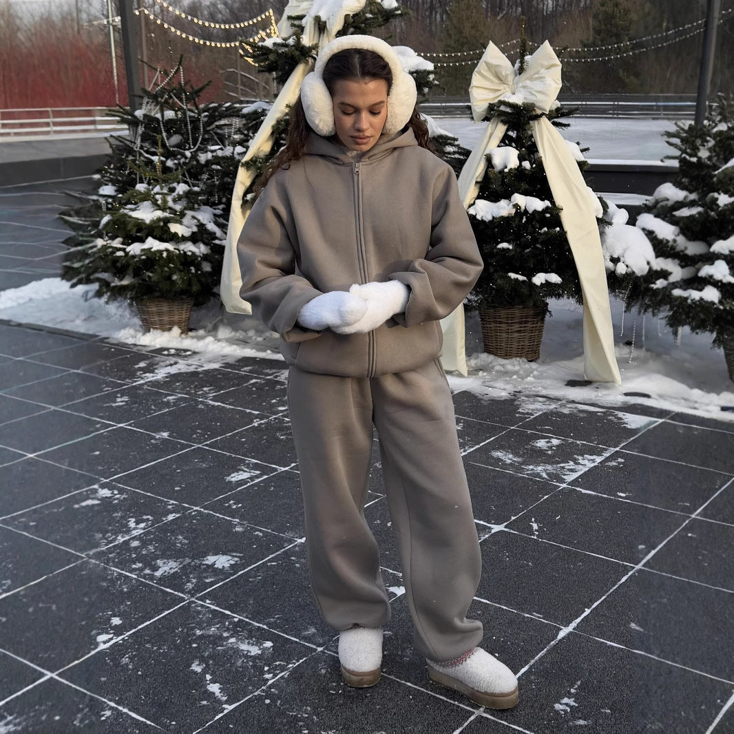 Damen lässige Fleece-Jacke mit hohem Kragen und großzügigen Taschen R&B
