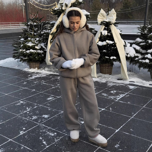 Damen lässige Fleece-Jacke mit hohem Kragen und großzügigen Taschen R&B