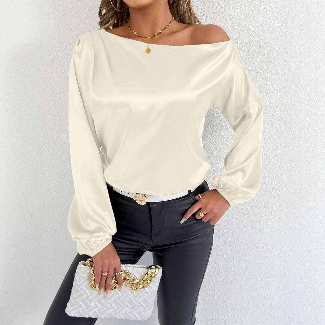 Damen elegante Off-Shoulder Bluse mit weiten Ärmeln R&B