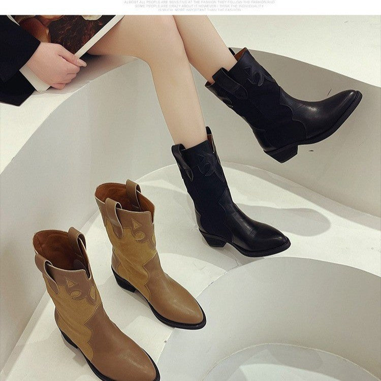Damen Western-Stiefel mit modischen Cut-Out-Details und robustem Blockabsatz R&B