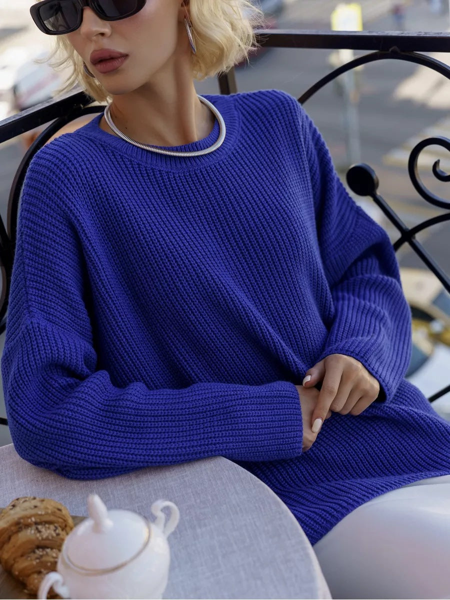 Damen Oversized Strickpullover mit weitem Schnitt und Struktur R&B