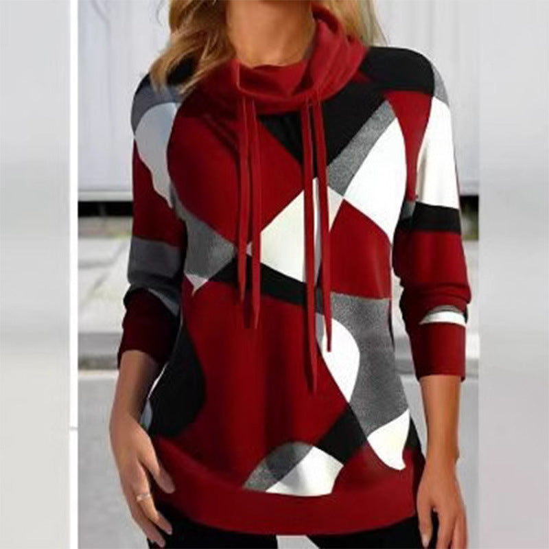 Damen Kapuzenpullover mit geometrischem Muster und hoher Passform R&B