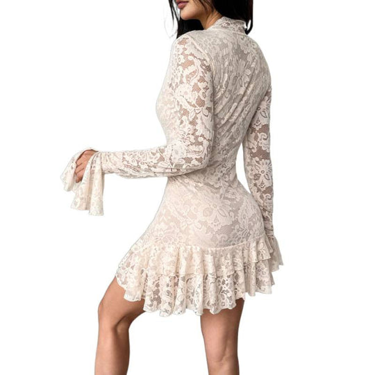 Damen Spitzenkleid mit Rüschendetails R&B