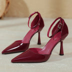 Damen Hochglanz Slingback-Pumps mit verstellbarem Riemen