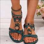 Damen elegante Sandalen mit floralen Zierdetails und verstellbarem Riemen R&B
