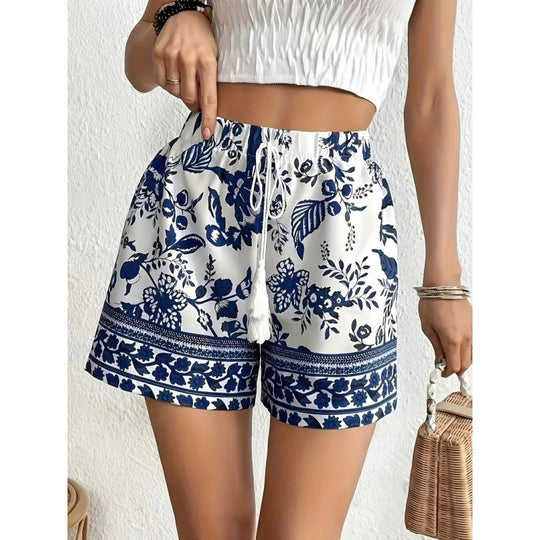 Damen Freizeitshorts mit floralem Muster und elastischem Bund R&B