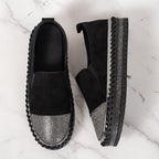Damen Slip-On Sneakers mit schimmerndem Vorderbereich und modischem Plateau R&B