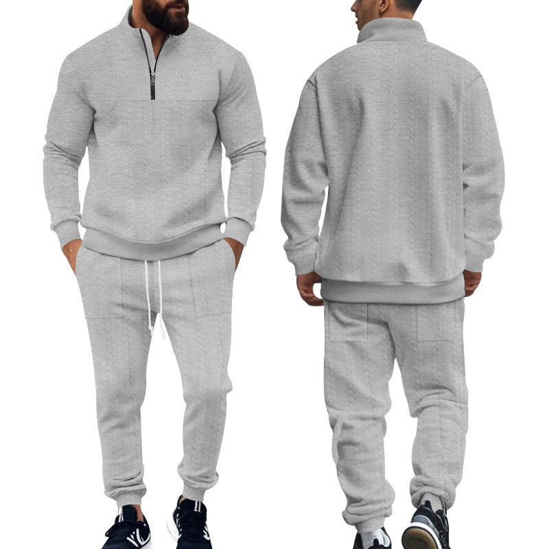 Herren Sportlicher Strickanzug mit Stehkragen und Reißverschluss R&B