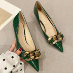 Damen elegante spitze Pumps mit goldfarbener Kettenapplikation R&B