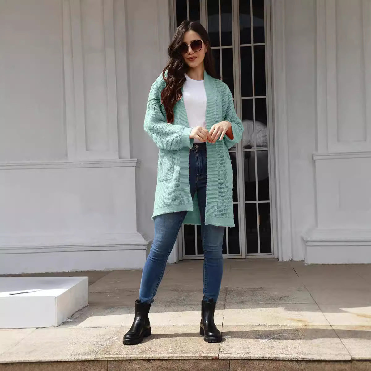 Damen Offene Strickjacke im lässigen Design mit praktischen Taschen R&B