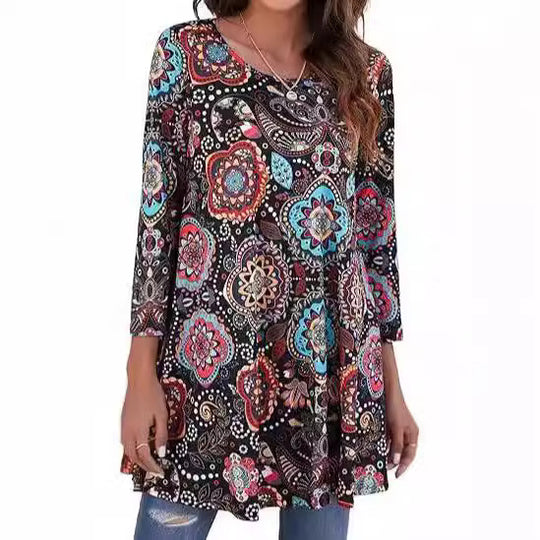 Damen Tunika mit einzigartigem Mandala-Druck R&B