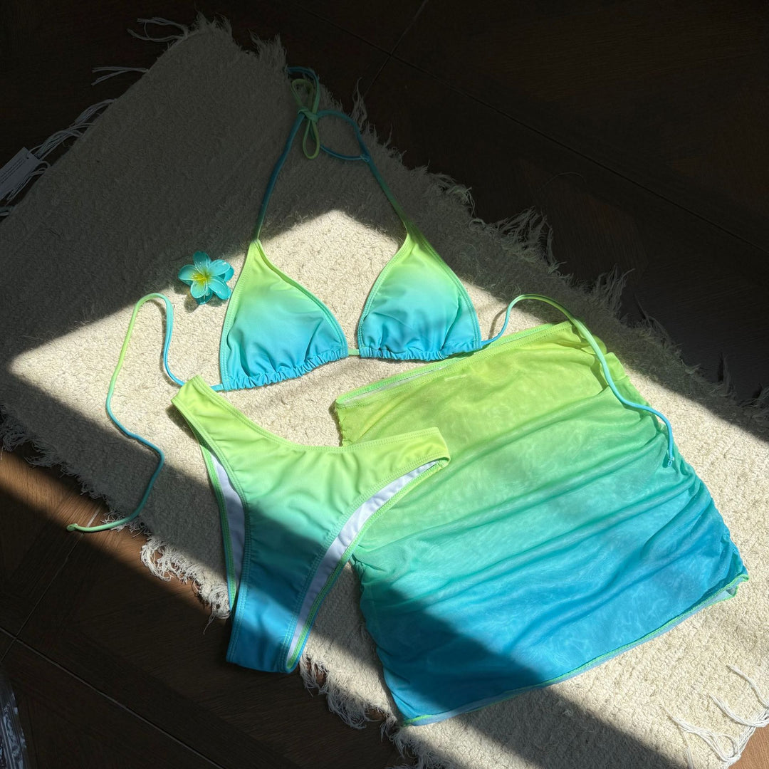 Damen Bikini-Set mit verstellbaren Trägern und rüschenförmigem Rock R&B