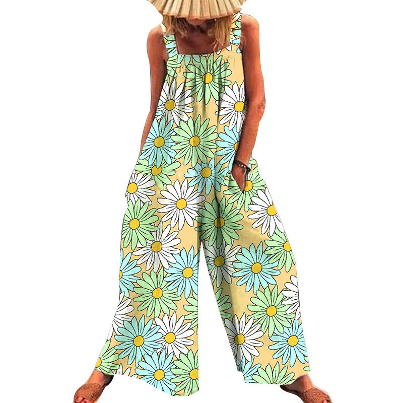 Damen lässiger Jumpsuit mit floralem Muster und weitem Schnitt R&B
