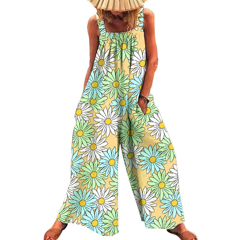 Damen lässiger Jumpsuit mit floralem Muster und weitem Schnitt R&B