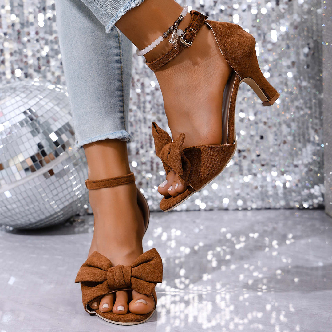 Damen elegante High Heel Sandalen mit modischer Schleifen-Applikation R&B