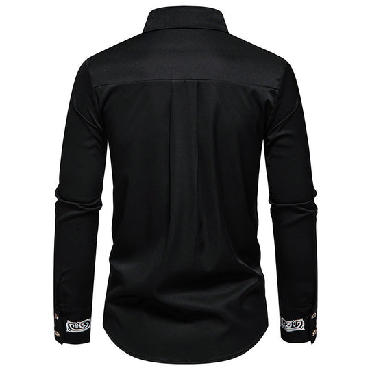 Herren elegante Langarmhemd mit kunstvollem Kragen R&B