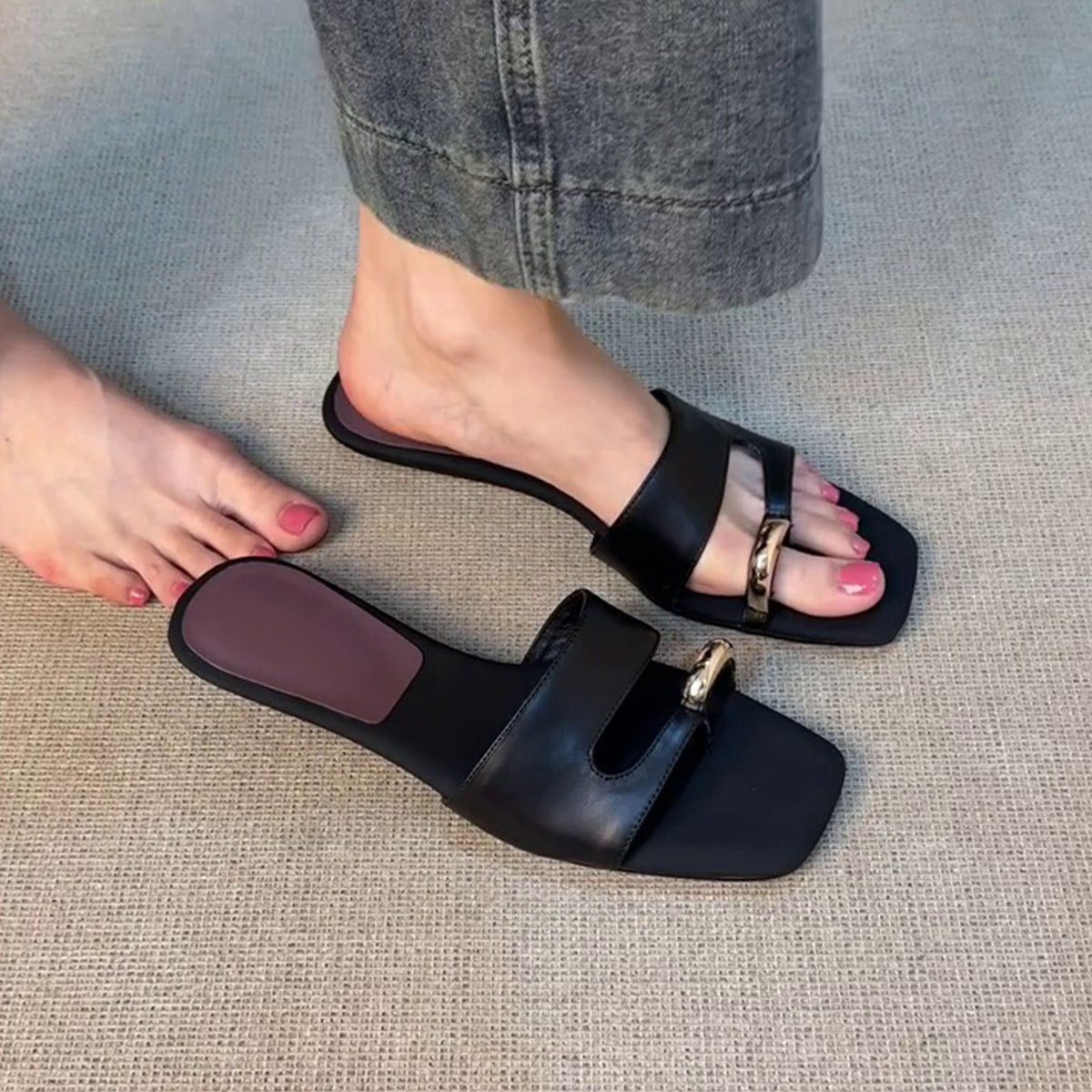 Damen elegante Sling-Sandalen mit modischem Riemen und komfortablem Fußbett R&B