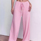 Damen weite Karohose mit elastischem Bund und verstellbarem Kordelzug R&B