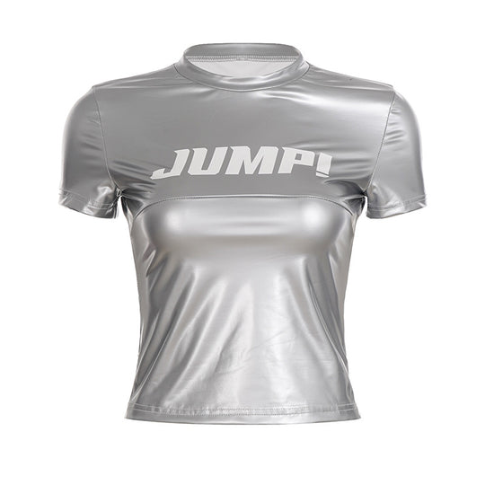 Damen Sportshirt aus glänzendem Material R&B