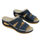 Damen Komfortable Wedgesandalen mit floralem Stickdesign