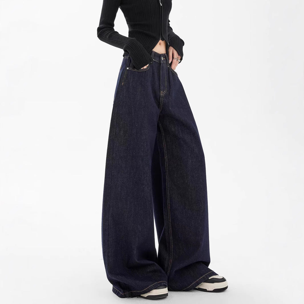 Damen weite Denim-Jeans im lässigen Stil mit hoch geschnittenem Bund und modernen Features R&B