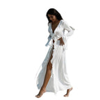 Damen Elegantes Strandkleid mit Rüschendetails und tiefem V-Ausschnitt R&B