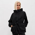 Damen lässige wasserdichte Jacke mit verstellbarem Bund