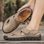 Damen Atmungsaktive Leder-Sandalen mit verstellbarem Klettverschluss R&B