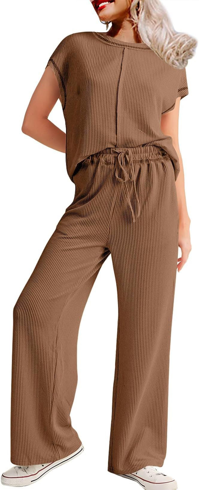Damen lässiges Jumpsuit mit weit geschnittenem Bein und elastischem Bund R&B