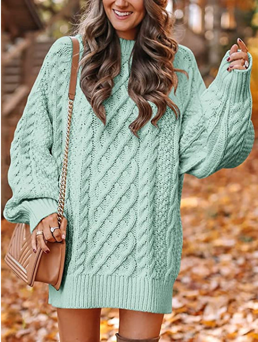 Damen Grobstrickpullover mit voluminösen Ärmeln und elegantem Zopfmuster R&B