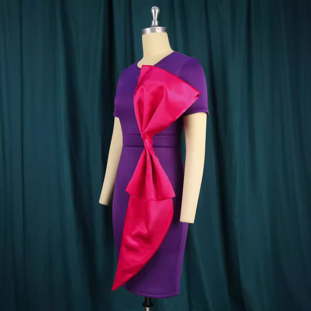 Damen figurbetontes Kleid mit eleganter Schleifen-Applikation R&B